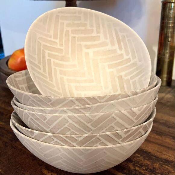 OKA 6 Handmade Porcelain Cereal / Soup Bowls - Picture 1 of 10